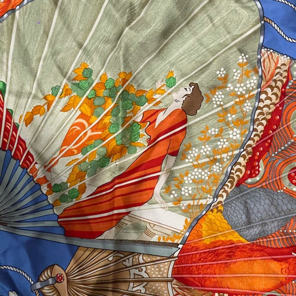 Hermes Blue Brise De Charme Printed Silk Square Scarf - Picture 8 of 9